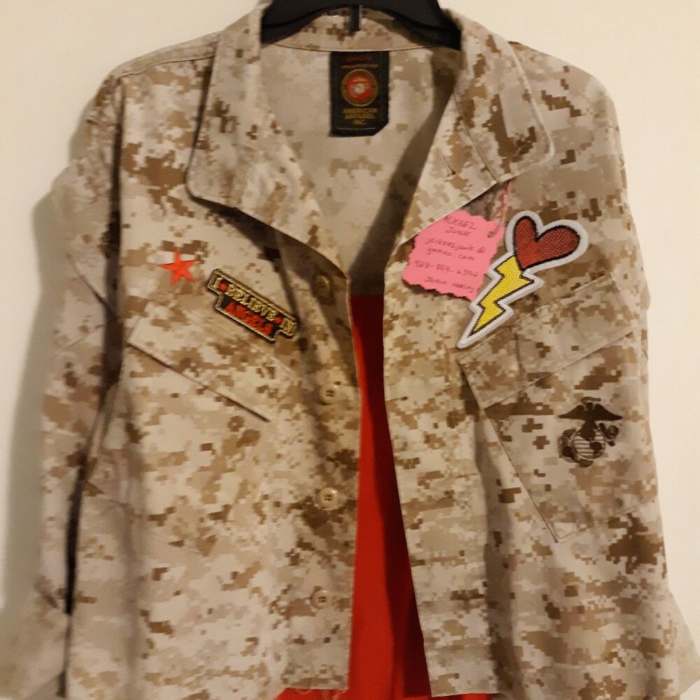 MILITARY MARINE Authentic JACKET Repurposed Upcycle Digital Festival style